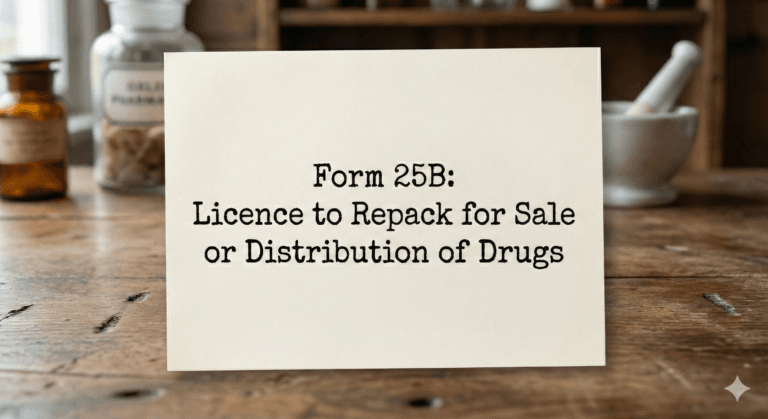 Form 25B- Licence to Repack for Sale or Distribution of Drugs