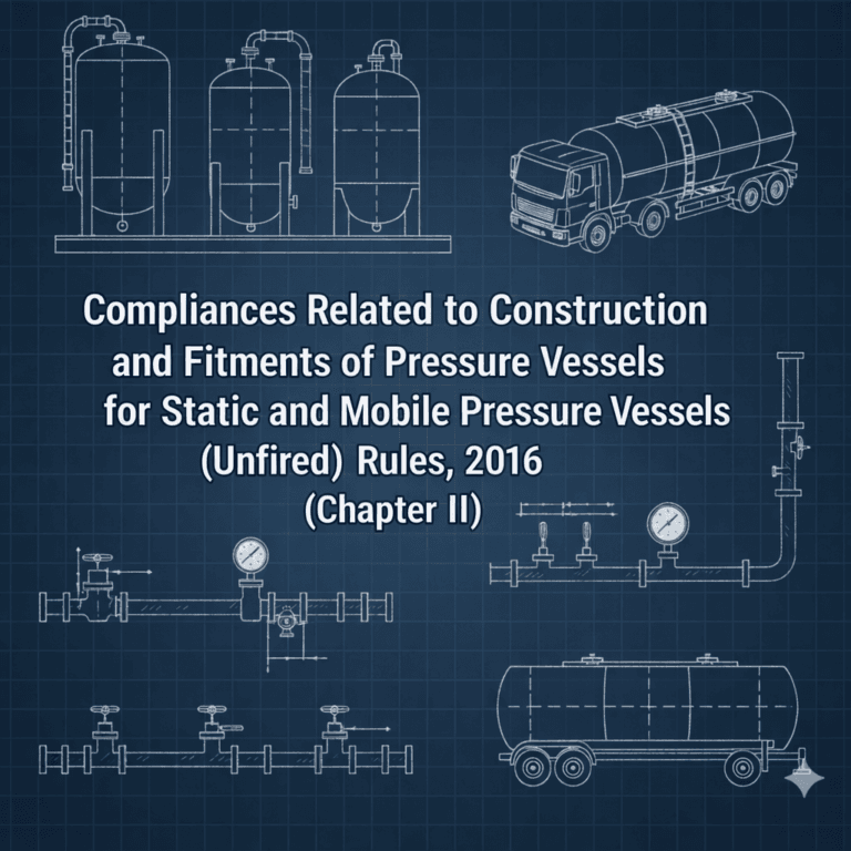 Compliances Related to Construction and Fitments of Pressure Vessels for Static and Mobile Pressure Vessels (Unfired) Rules, 2016 (Chapter II)