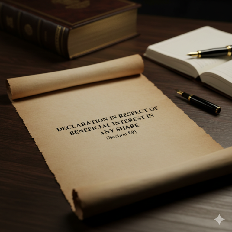 Declaration in respect of Beneficial Interest in any Share (Section 89)