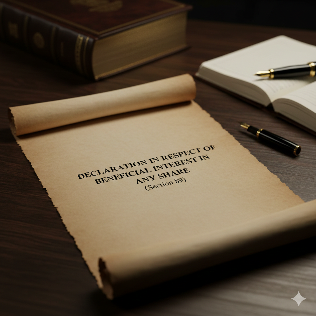 Declaration in respect of Beneficial Interest in any Share (Section 89)