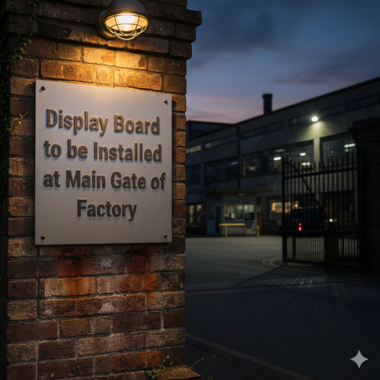 Display Board to be Installed at Main Gate of Factory