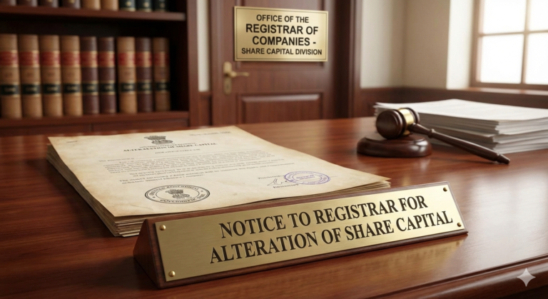 Notice to Registrar for Alteration of Share Capital