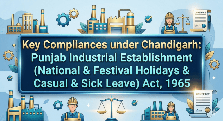 Key Compliances under Chandigarh: Punjab Industrial Establishment (National & Festival Holidays & Casual & Sick Leave) Act, 1965